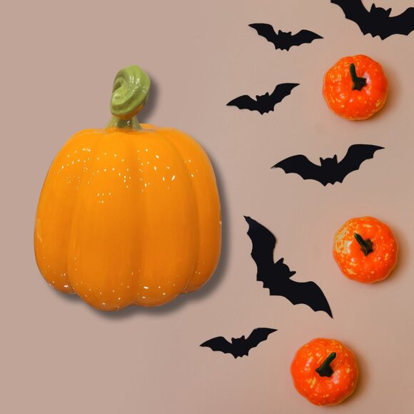 Halloween Pumpkin Jack-O’-Lantern Ceramic Figurine, 19x15.7cm, Orange Home Décor - Picture 5 of 6